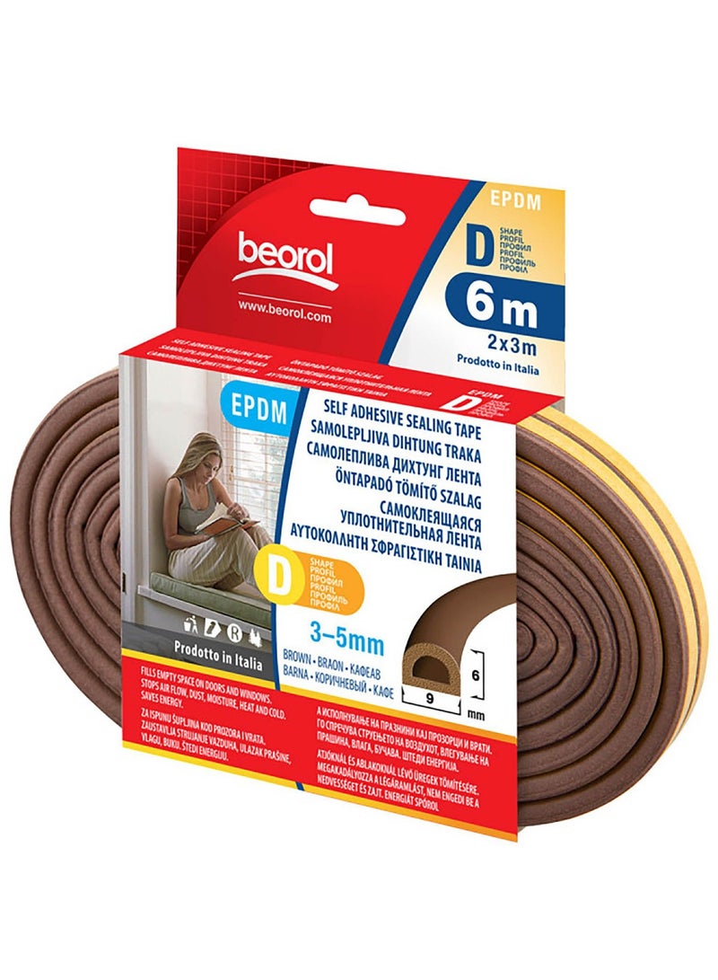 بيورول شريط لاصق ذاتي اللصق على شكل حرف "D" بني 2 × 3 متر