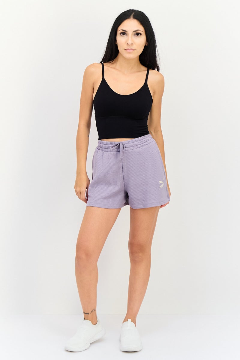 PUMA Women Embroidered Logo Outdoor Shorts, Lavender - Image 4