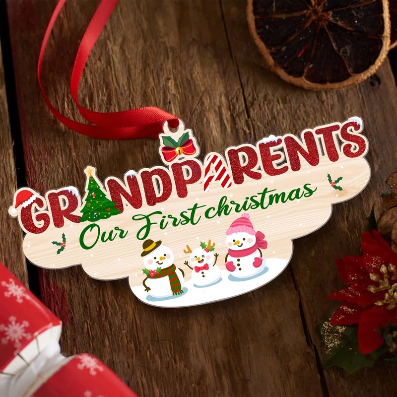Fastpeace Grandparents Ornament 2024  Our First Christmas as Grandparents 2024  New Grandparents Gifts  Gifts for First Time Grandparents - Image 3