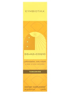 Cymbiotika D3+K2+CoQ10 Liposomal Delivery Tangerine 4000 IU 2 fl oz (60 ml) 