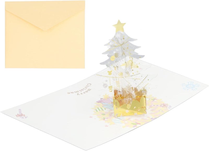 Tyenaza 3D Christmas Card, Transparent PET Reusable Foil Stamping Proper Size 3D Crystal Card with Envelope for Christmas Write Blessing - Image 1