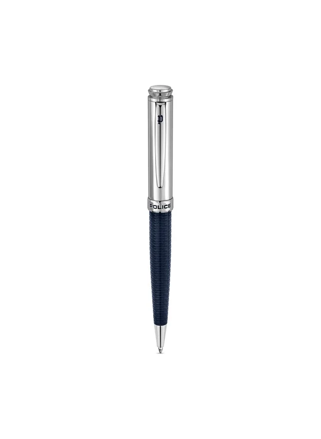 POLICE Rovigo.3 Silver and Blue Textured Pen for Men