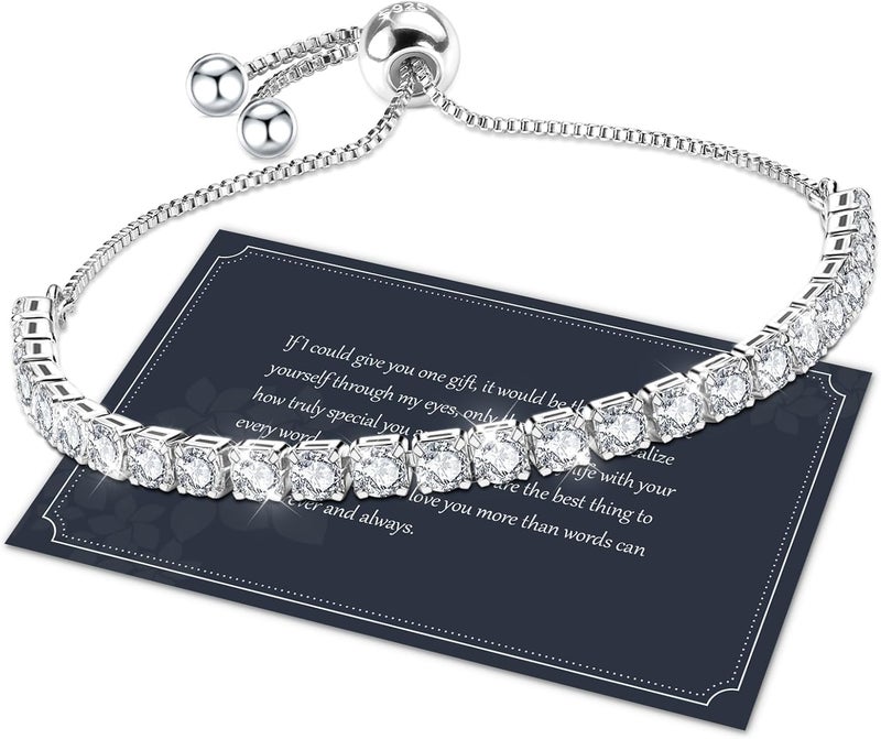 J.Fée Silver Bracelet, S925 Tennis Bracelet with Sparkling 5A Cubic Zirconia Silver Bracelets for Women Adjustable Bracelet for Women Bracelets Womens Bracelet Women Gifts for Women Mom - Image 1