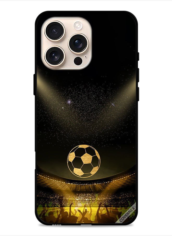 Covernex - Apple iPhone 16 Pro Max Protective Case Cover Black Retro Football Movie Background - Image 1
