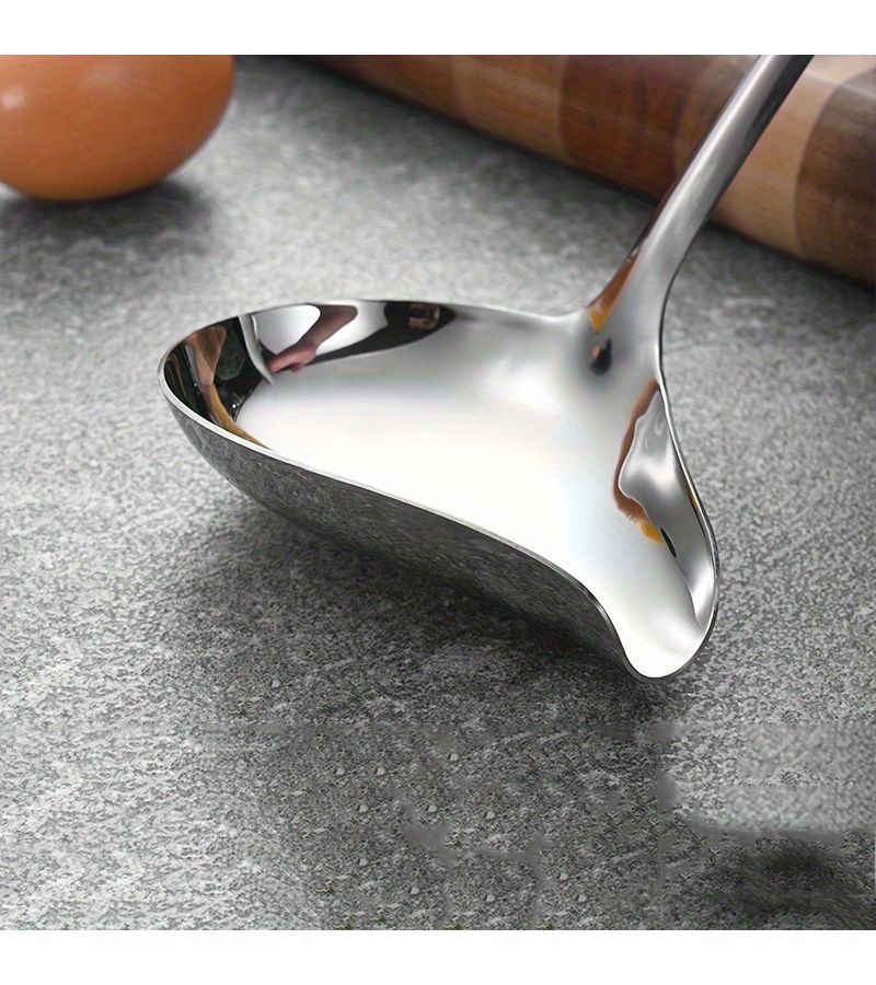 Stainless Steel Duckbill Kitchen Spoons Set Of 2 Long Handle Silvery For Sauce Soup Stir Fry - Image 1
