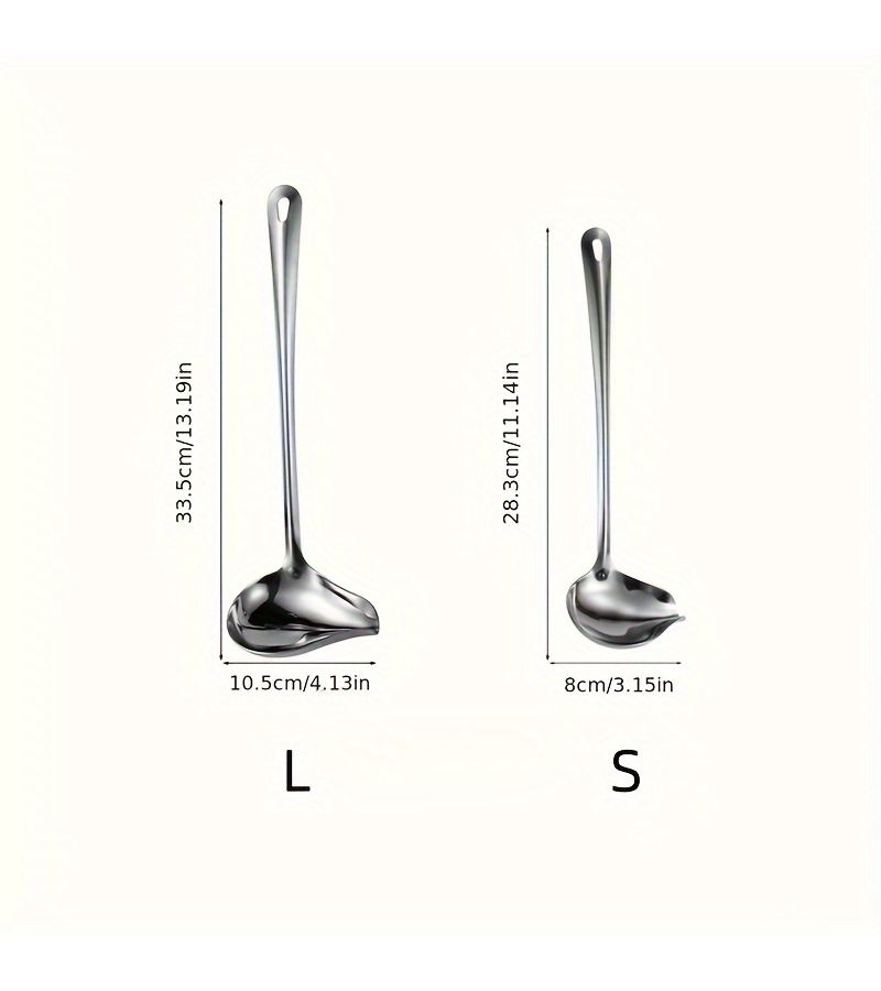 Stainless Steel Duckbill Kitchen Spoons Set Of 2 Long Handle Silvery For Sauce Soup Stir Fry - Image 2