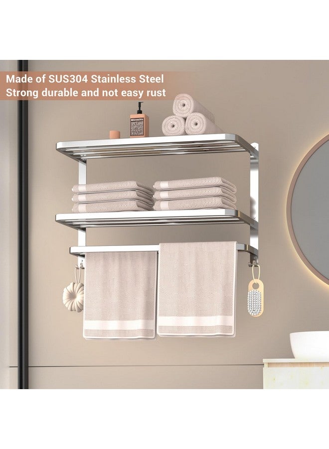 DDS-DUDES 3-Tier Towel Racks for Bathroom with Towel Bars Multilayer Hotel Towel Shelf Stainless Steel Wall-Mounted Brushed Finish Holder with Towel Shelves 23 Inches - Image 3
