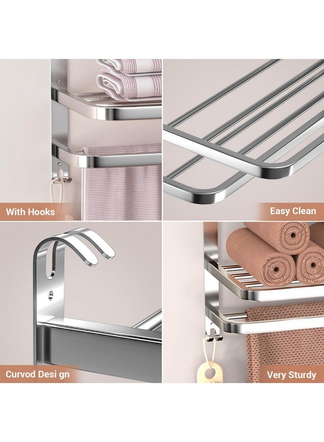 DDS-DUDES 3-Tier Towel Racks for Bathroom with Towel Bars Multilayer Hotel Towel Shelf Stainless Steel Wall-Mounted Brushed Finish Holder with Towel Shelves 23 Inches - Image 4