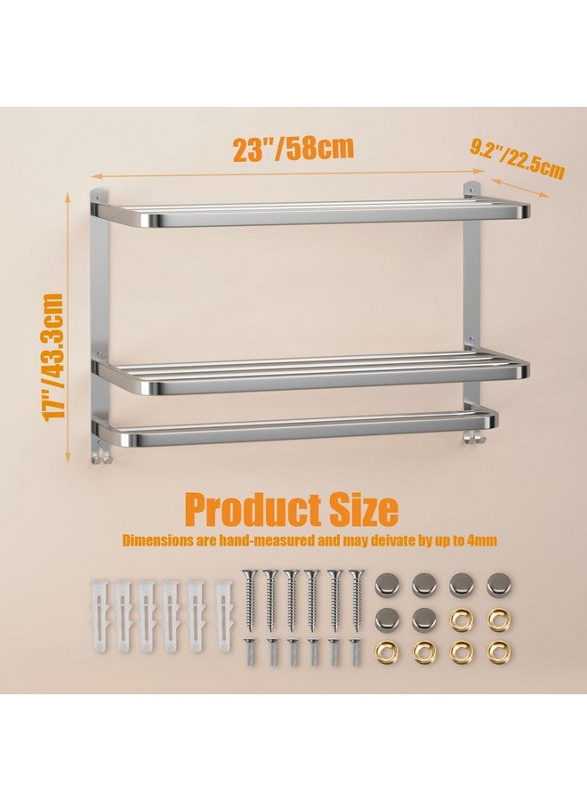 DDS-DUDES 3-Tier Towel Racks for Bathroom with Towel Bars Multilayer Hotel Towel Shelf Stainless Steel Wall-Mounted Brushed Finish Holder with Towel Shelves 23 Inches - Image 2