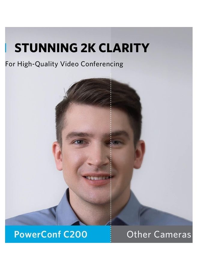 كاميرا ويب PowerConf C200 2K Mac لأجهزة الكمبيوتر المحمول، وكاميرا الكمبيوتر، مع ميكروفونات تعمل على إلغاء الضوضاء بتقنية الذكاء الاصطناعي، وميكروفونات استريو، ومجال رؤية قابل للتعديل، وتصحيح الإضاءة المنخفضة، وغطاء خصوصية مدمج - Image 2