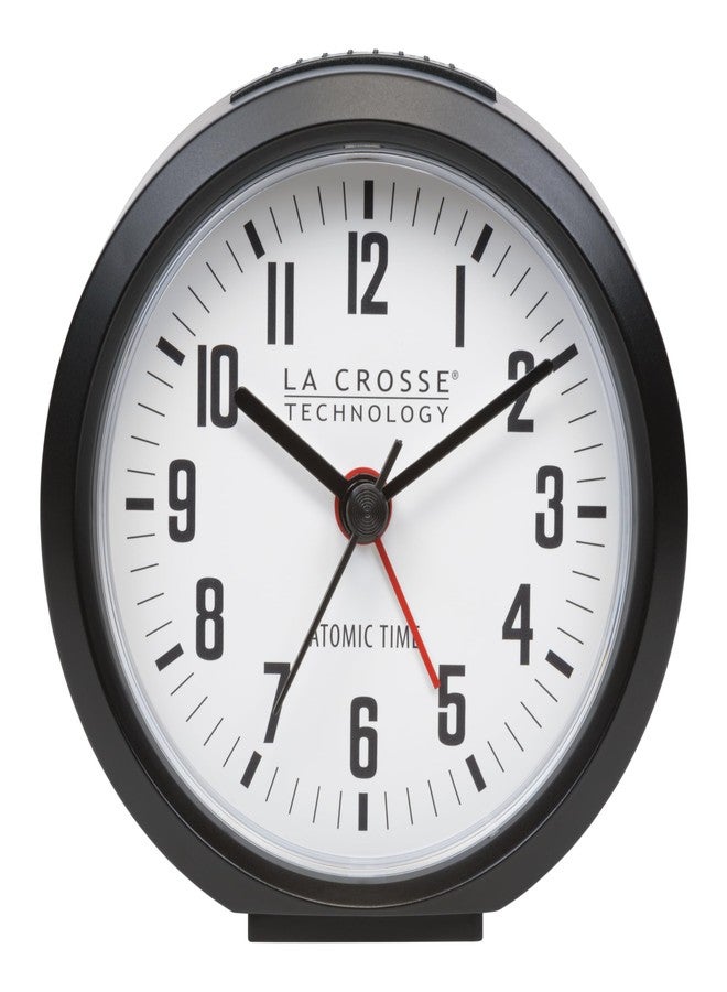 La Crosse Technology 617-710B-INT 4-Inch Round Black Atomic Analog Alarm Clock - Image 1