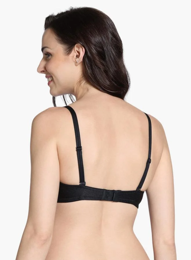 zivame Zivame Textured Demi Bra with Hook and Eye Closure