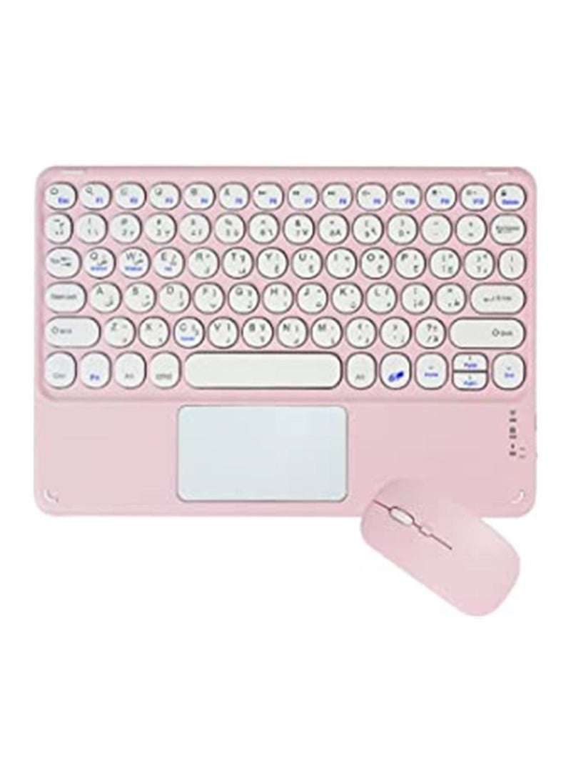 Y&D - Wireless Bluetooth Keyboard and Mouse Combo with USB Receiver, Round Cap Touch Arabic English Letter Compatible iOS Android Windows - Image 1