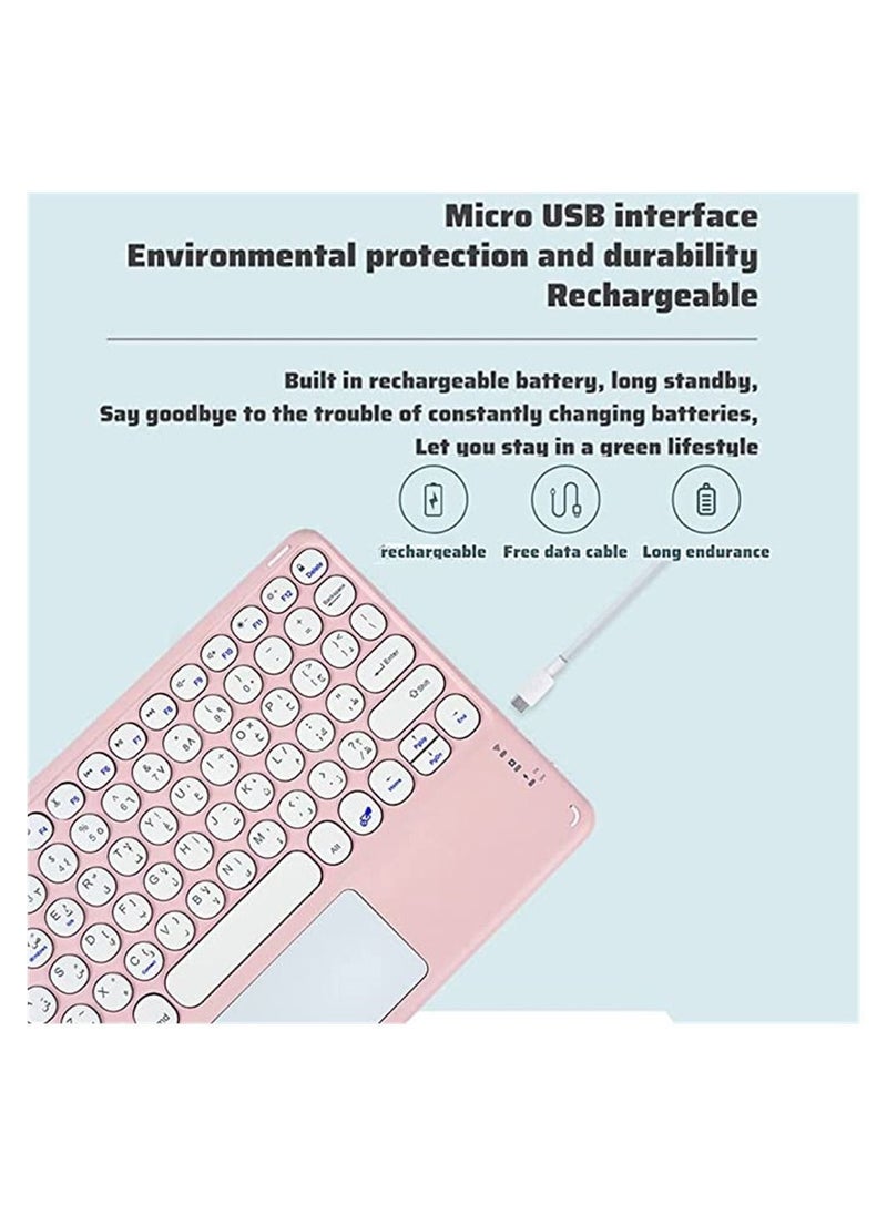Y&D - Wireless Bluetooth Keyboard and Mouse Combo with USB Receiver, Round Cap Touch Arabic English Letter Compatible iOS Android Windows - Image 1
