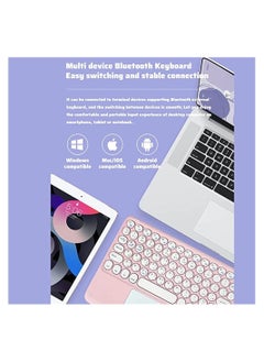 Y&D Wireless Bluetooth Keyboard and Mouse Combo with USB Receiver, Round Cap Touch Arabic English Letter Compatible iOS Android Windows  - Image 4