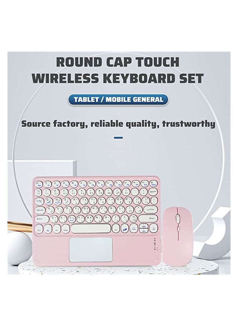 Y&D - Wireless Bluetooth Keyboard and Mouse Combo with USB Receiver, Round Cap Touch Arabic English Letter Compatible iOS Android Windows - Image 1