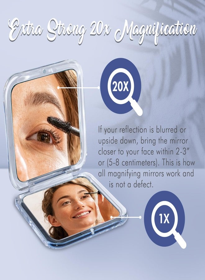 MIRRORVANA Small Compact 20X Magnifying Mirror for Travel - Handheld, Foldable & Lightweight - Mini Pocket-Sized Magnified Mirror for Purse - Square 3.3” x 3.3” - Image 4