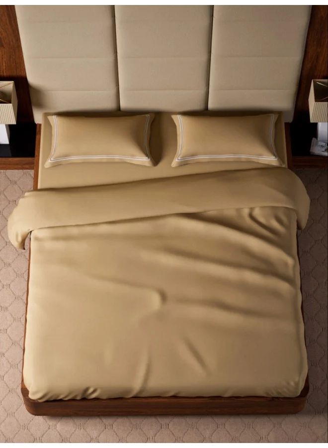 MULBERRY LIVING مفرش سرير مسطح قطن 100% 500 غرزة، مقاس كينج (260x280 سم) بلون فاون مع 2 غطاء وسادة (50x75 سم)