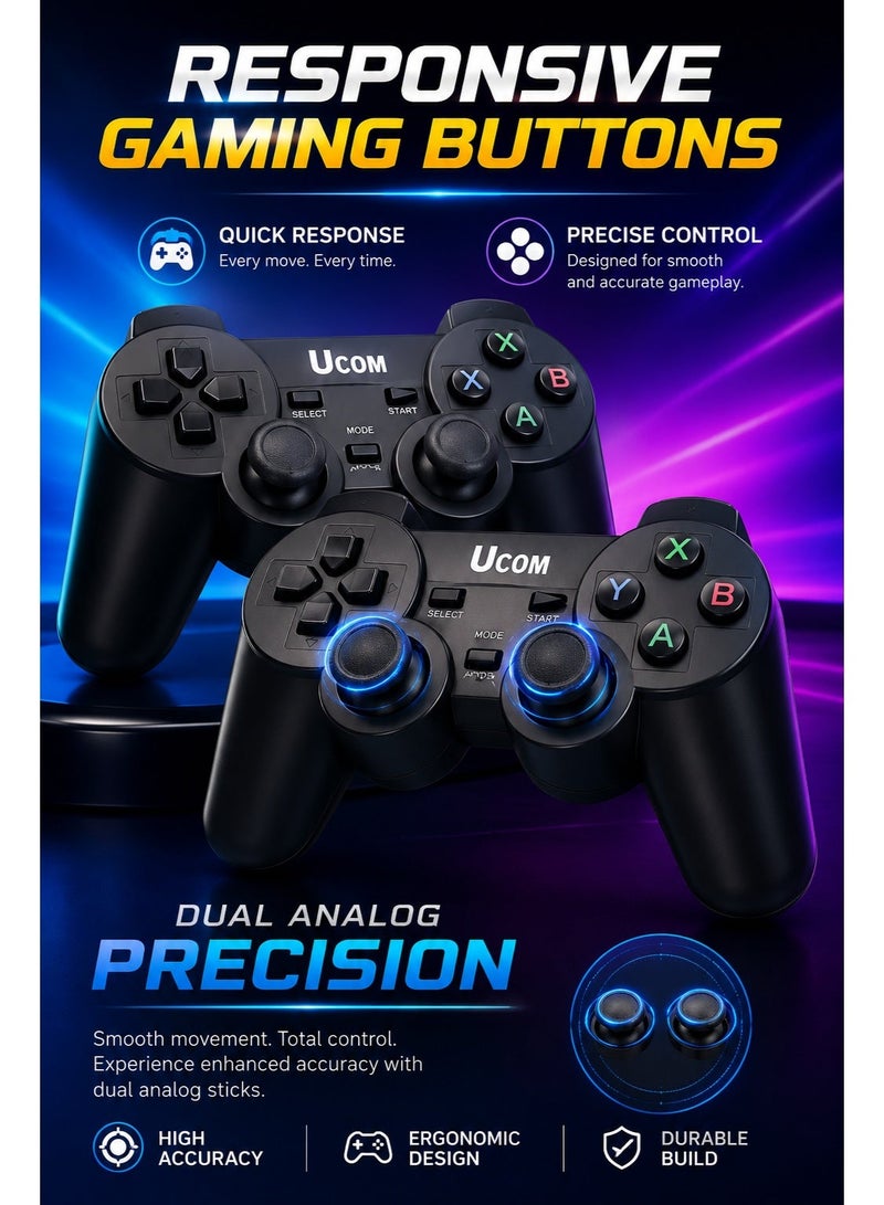 Ucom USB Wired Game Controller Set (2 PCS) – Dual Shock Gamepads for PC & Laptop | Plug & Play - Image 3