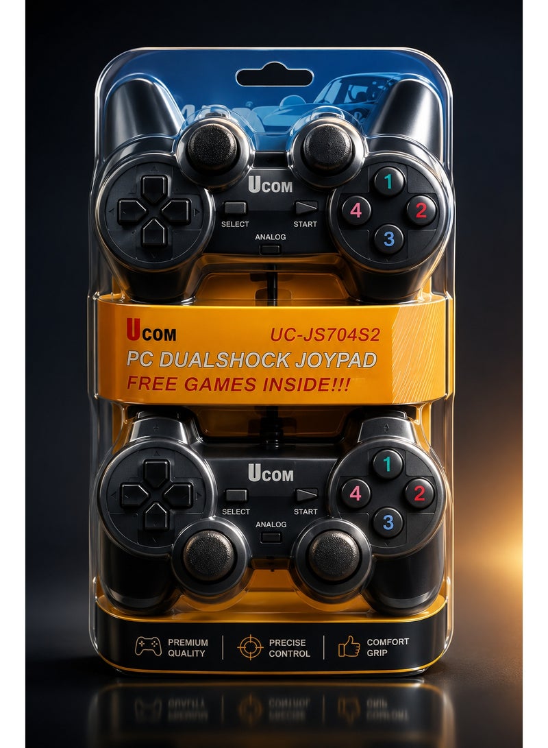 Ucom USB Wired Game Controller Set (2 PCS) – Dual Shock Gamepads for PC & Laptop | Plug & Play - Image 4