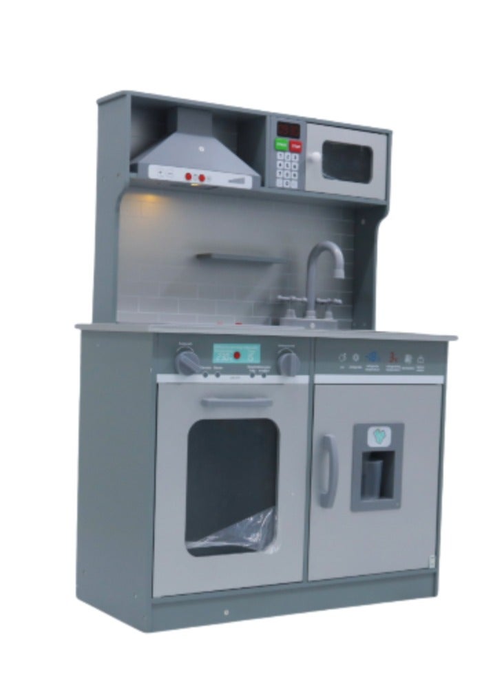 Wooden Simulation Kids Kitchen Set with Kitchen Tools and Sounds and Lights - Image 1