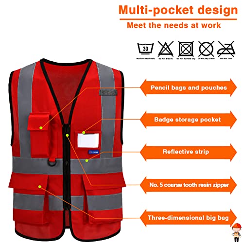 ASAFETY A-SAFETY Red FIRE Safety Vests - Image 5