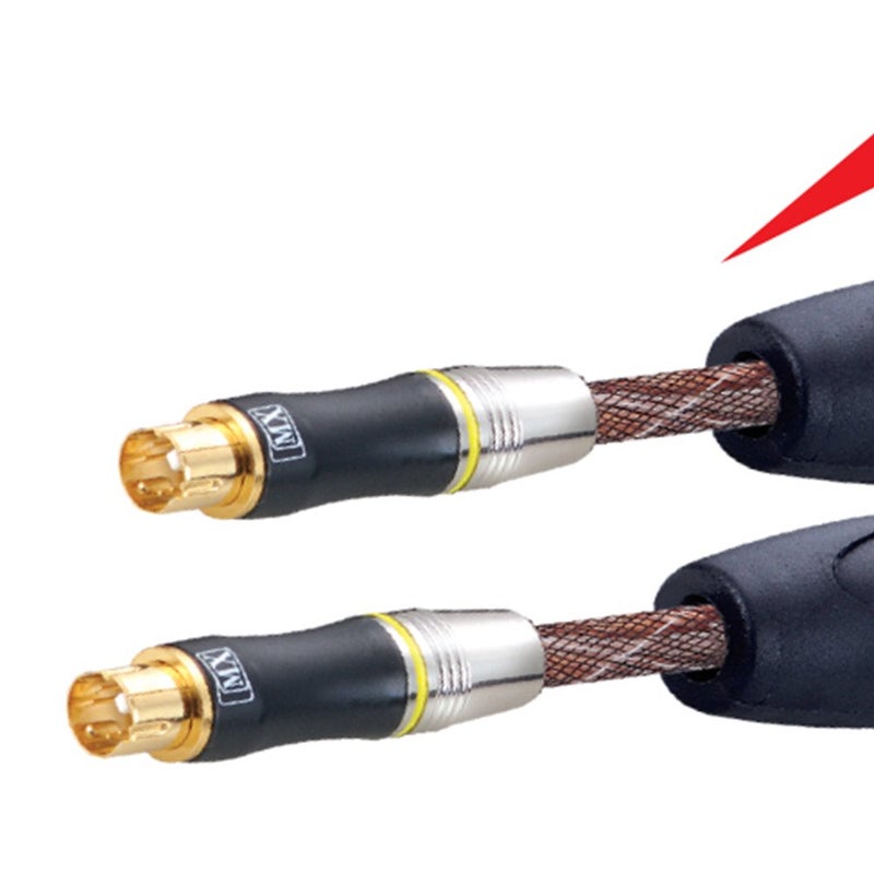 MX 1.5 m Gold-Plated S‑Video to S‑Video Cable – 4‑Pin Mini-DIN with High‑Power PSI EMI Signal Filter - Image 3