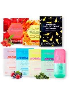 Vitamasques Vitamasques Face Sheet Masks Vegan Kit, 8-Pack - Collection of Triple-Layer Sheet Facial Masks Made With Premium and Natural Ingredients to Boost your Skincare Routine 