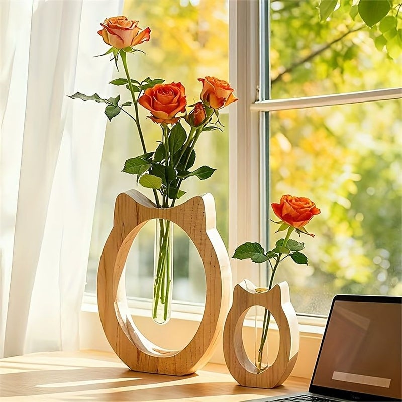 Mini Desktop Hydroponic Vase Big Cat Ears For Home And Office Christmas Gift - Image 1