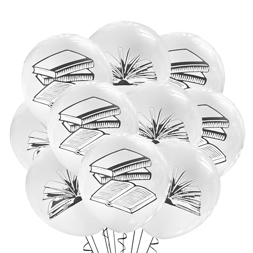 Malayan Products Book Balloons Latex 12 Count Reading Birthday Theme Decoration Literature Event Novel Party Ideas 12 Inch Standard Size Book Mix - Image 1