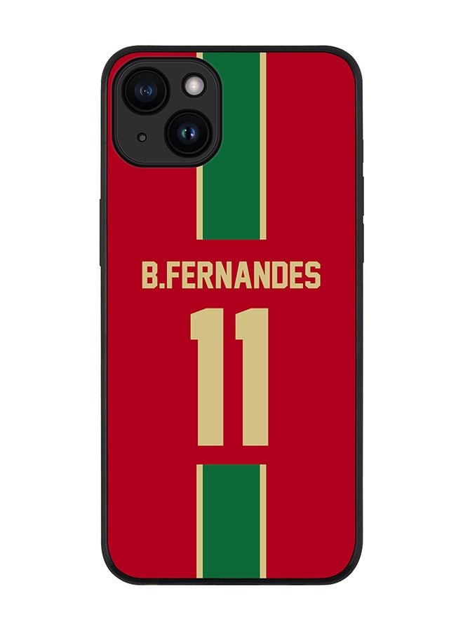 Stylizedd Cover for iPhone 15 Plus Case Rugged Black Slim fit Flexible Protective Phone Cases - Football Team - PortugalPlayer Name - B.Fernandes - Image 1