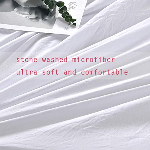 Masaca White Ruffled Comforter Set Queen,Lightweight Farmhouse Shabby Boho Chic White Bedding,Ultra Soft Fluffy Washed Microfiber Bed Comforter Set 3-Piece (1 White Comforter+2 Ruffle Pillow Shams) - Image 4