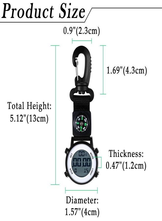 Lancardo Clip on Watch Backpack Fob Watch for Men and Women Nylon Band Key Ring Watch for Nurses Doctors Chefs Climbers Home Office Outdoor Use, black - Image 3
