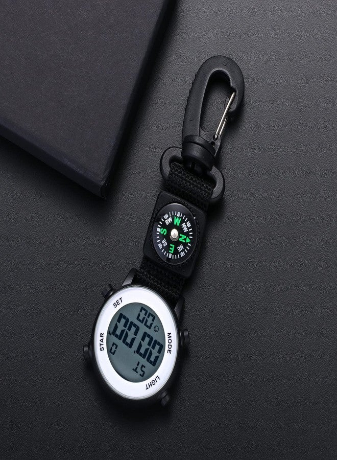 Lancardo Clip on Watch Backpack Fob Watch for Men and Women Nylon Band Key Ring Watch for Nurses Doctors Chefs Climbers Home Office Outdoor Use, black - Image 5