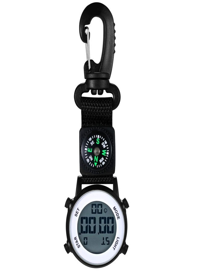 Lancardo Clip on Watch Backpack Fob Watch for Men and Women Nylon Band Key Ring Watch for Nurses Doctors Chefs Climbers Home Office Outdoor Use, black - Image 1