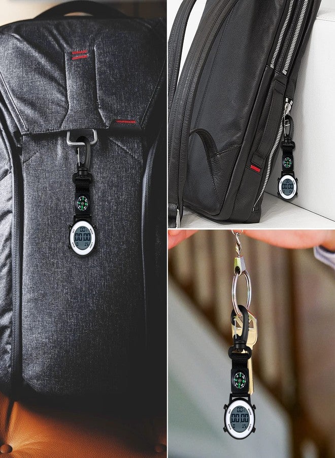 Lancardo Clip on Watch Backpack Fob Watch for Men and Women Nylon Band Key Ring Watch for Nurses Doctors Chefs Climbers Home Office Outdoor Use, black - Image 2
