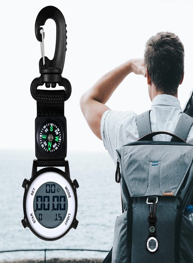 Lancardo Clip on Watch Backpack Fob Watch for Men and Women Nylon Band Key Ring Watch for Nurses Doctors Chefs Climbers Home Office Outdoor Use, black - Image 4