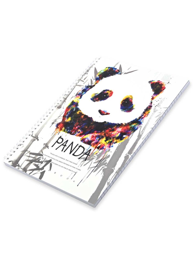 FIS Pack Of 5 Spiral Soft Cover Notebook, 96 Sheets A4 Panda Design 1 -FSNBSSCA496-PAN1 - Image 1