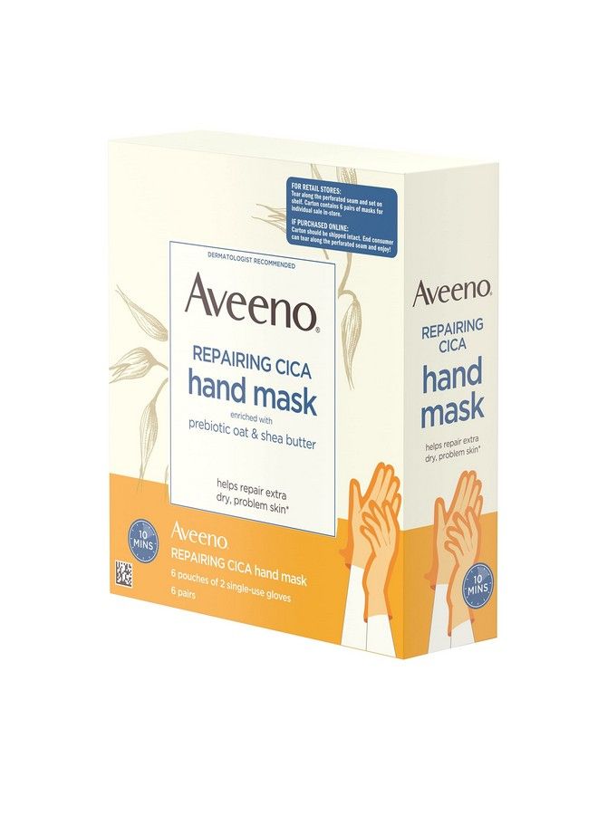 Aveeno Repairing Cica Hand Mask With Prebiotic Oat And Shea Butter For Extra Dry Skin Parabenfree And Fragrancefree 6 Pairs Of Singleuse Gloves - Image 4