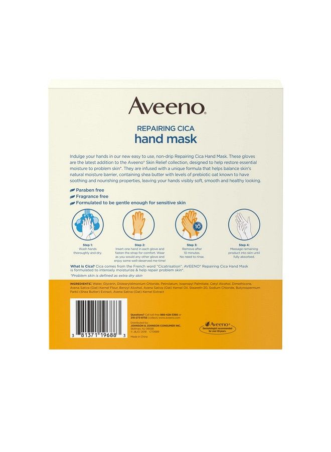Aveeno Repairing Cica Hand Mask With Prebiotic Oat And Shea Butter For Extra Dry Skin Parabenfree And Fragrancefree 6 Pairs Of Singleuse Gloves - Image 3