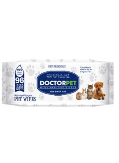 DOCTERPET Doctor Pet Wipes 96's – 99% Water Content,Fragrance Free,Hypoallergenic, Extra Large Wipes for Daily Cleansing  - Image 1