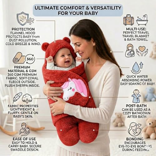 BRANDONN Baby Blanket Newborn Gift Pack of Swaddle Wrapper, 0-9 Months, Length 68 cm x Width 68 cm - Image 2