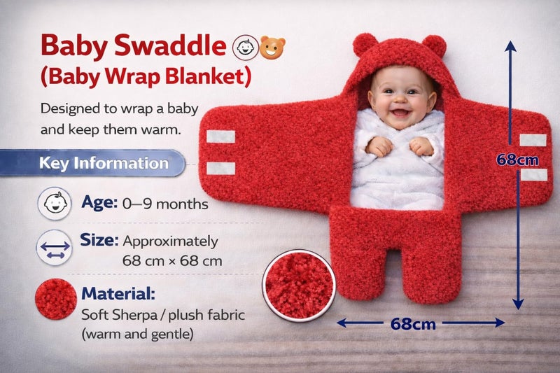 BRANDONN Baby Blanket Newborn Gift Pack of Swaddle Wrapper, 0-9 Months, Length 68 cm x Width 68 cm - Image 5