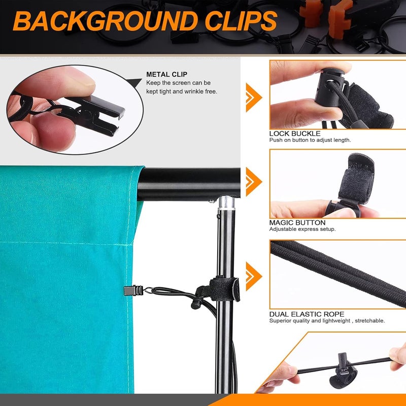 SHOPEE 22Pcs Photography Backdrop Clips Clamps Assorments Kit, 10Pcs Curtain Rings with Clip, 6Pcs Backdrop Spring Clamps and 6Pcs Leather Background Clips Holder - Image 5