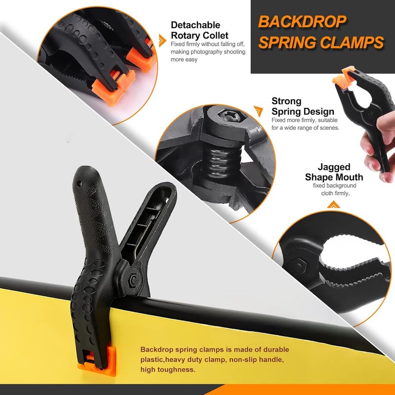 SHOPEE 22Pcs Photography Backdrop Clips Clamps Assorments Kit, 10Pcs Curtain Rings with Clip, 6Pcs Backdrop Spring Clamps and 6Pcs Leather Background Clips Holder - Image 4