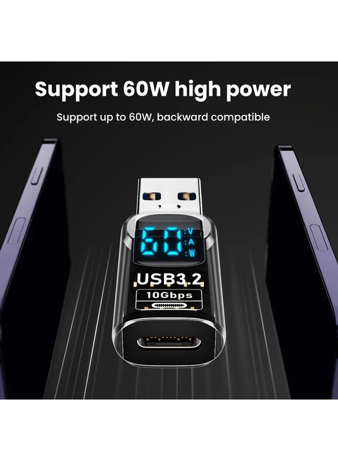 USB 3 2 Adapter with Speed Display USB C Male to Female Transparent Fast Charging Data Transfer - Image 5