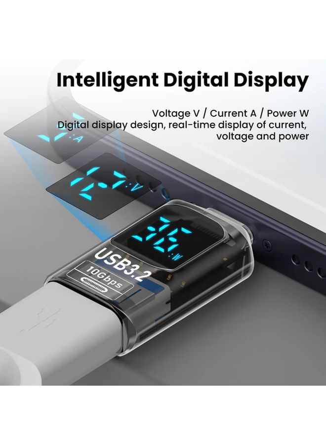 USB 3 2 Adapter with Speed Display USB C Male to Female Transparent Fast Charging Data Transfer - Image 3