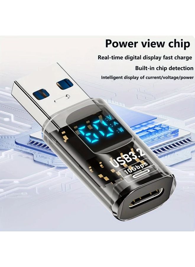 USB 3 2 Adapter with Speed Display USB C Male to Female Transparent Fast Charging Data Transfer - Image 4