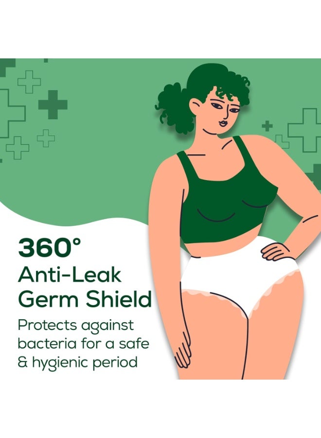 عشية أي وقت مضى لباس داخلي مضاد للبكتيريا للفتيات والنساء (L-XL)، 10 قطع، تغطية 360 درجة طوال الليل، 99.9% خالي من البكتيريا، قدرة عالية على الامتصاص للتدفق الثقيل، لباس داخلي للاستعمال مرة واحدة بعد الولادة - Image 3