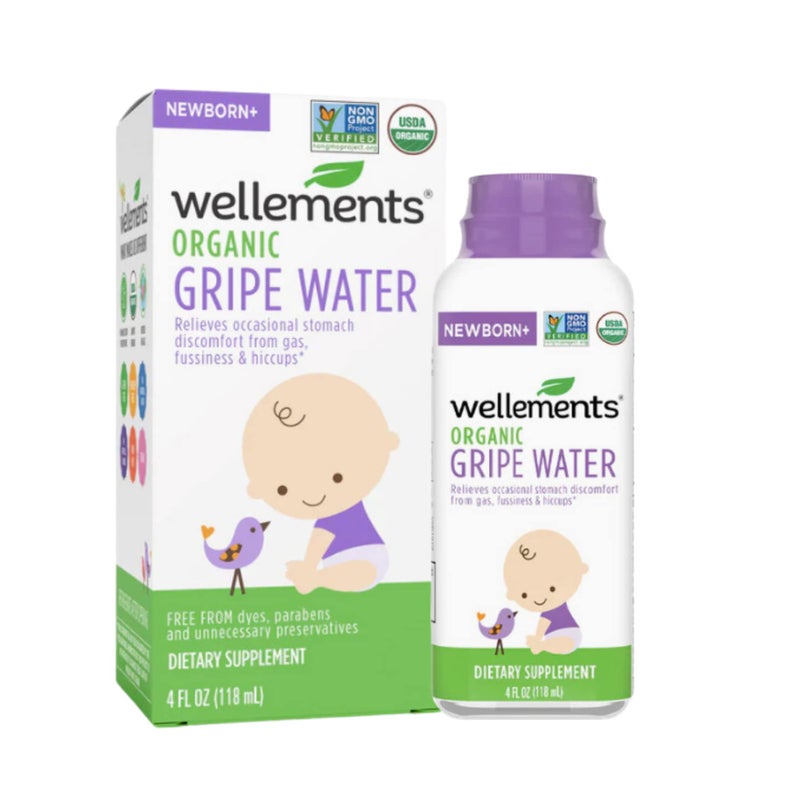Wellements Organic Gripe Water | Relieves Occasional Stomach Discomfort from Baby Gas, Colic, Hiccups and Fussiness | Certified Organic and Non-GMO | No Artificial Flavors | 4 Fl Oz. | Ages Newborn+ - Image 1
